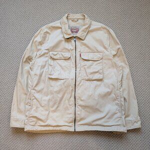 Levi’s Cotton Canvas Zip-Up Trucker Chore Jacket Workwear – Cream – Men's XL